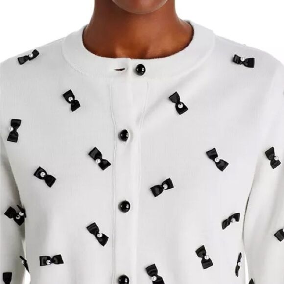 Alice + Olivia Wool Blend Daroda Pearl Bow Cardigan Sz XL - Picture 12 of 12